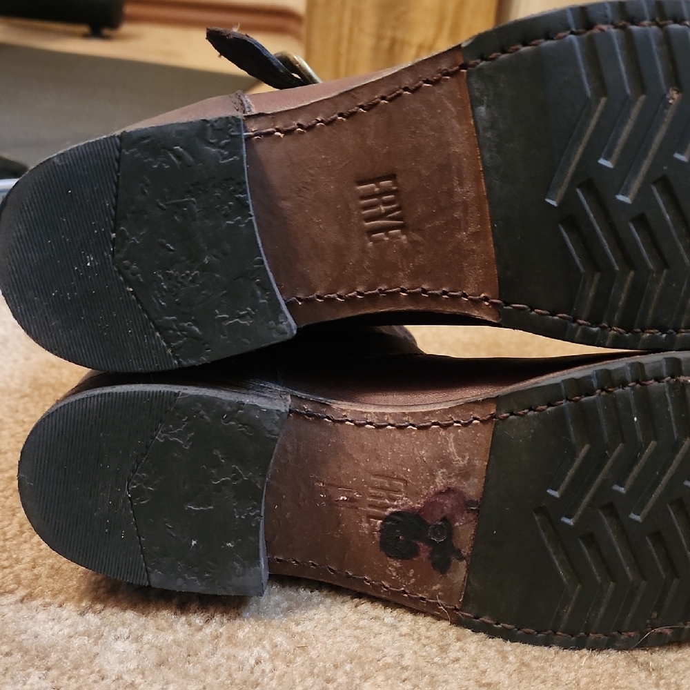 Frye Brown Leather Harness Moto Boots - Picture 7 of 11